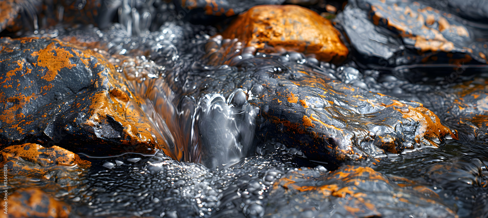 A close-up of nature brook water flowing over pebblesand textures captured in stunning clarity A close-up of nature brook water flowing over pebblesand textures captured in stunning clarity