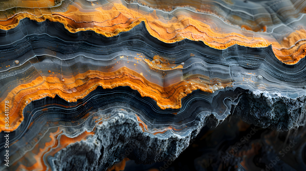 A close-up of nature cave formationsof the rock and mineral deposits A close-up of nature cave formationsof the rock and mineral deposits