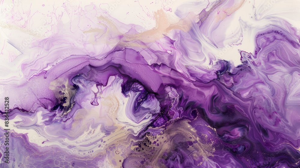 Obraz premium Mauve and ivory paint cascading, Ink Illusion, subtle brilliance arises from liquid veins, large format prints