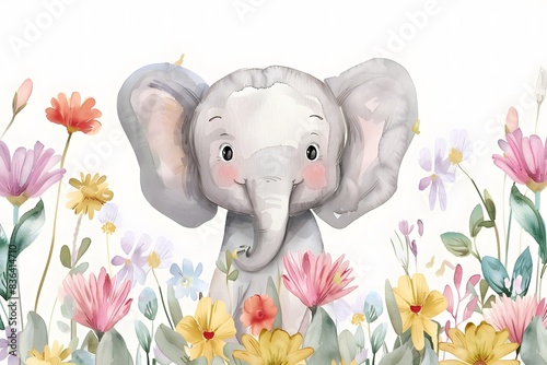 Elephant animal Watercolor portrait