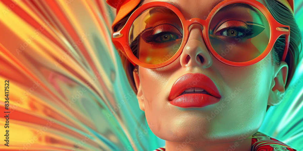 Retro style pastel colors summer background. Fashion woman wearing big sunglasses. Retro style pastel colors summer background. Fashion woman wearing big sunglasses.