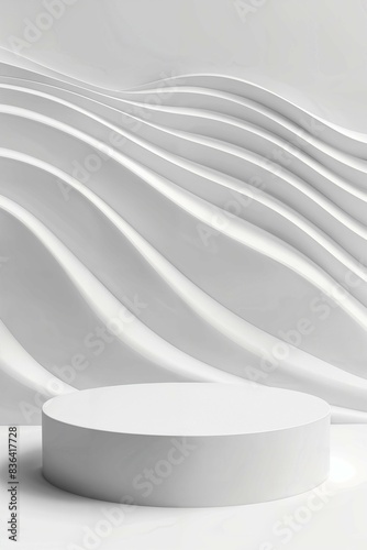 White Circular Platform Against Wavy Background