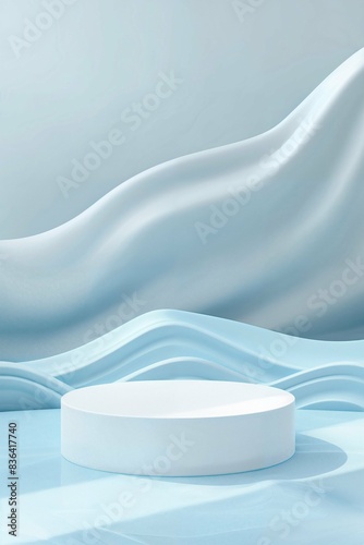 Blue Abstract Background With White Platform