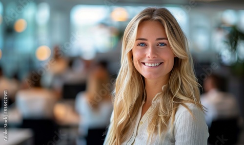 Wallpaper Mural Confident Businesswoman Smiling in Modern Office Setting Torontodigital.ca