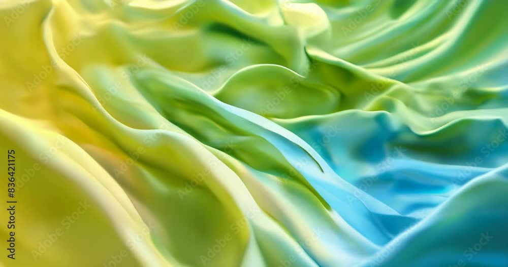 Luxurious soft silk fabric in vibrant green and blue hues creates a flowing, elegant texture for backgrounds and design projects Luxurious soft silk fabric in vibrant green and blue hues creates a flowing, elegant texture for backgrounds and design projects