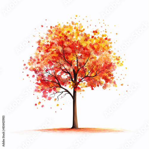 A tree with orange leaves is the main focus of the image © Tatiana