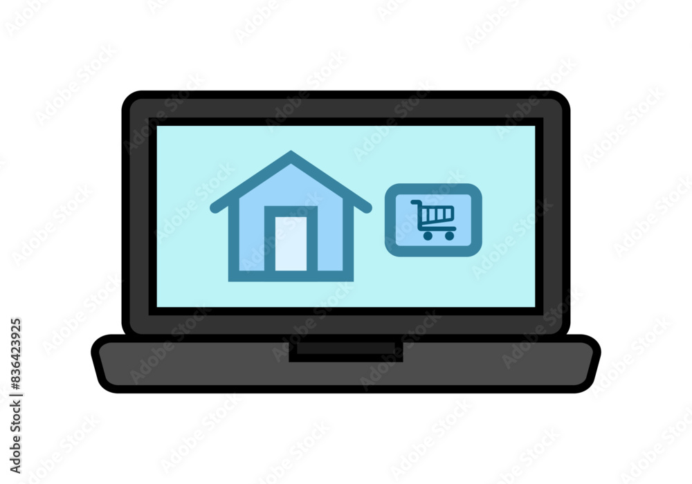 Portal inmobiliario en la pantalla de un ordenador portátil.