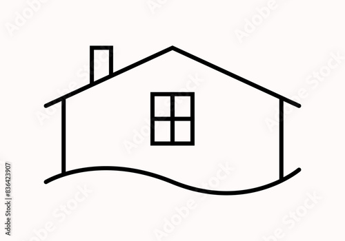 Icono negro de una casa o vivienda con chimenea