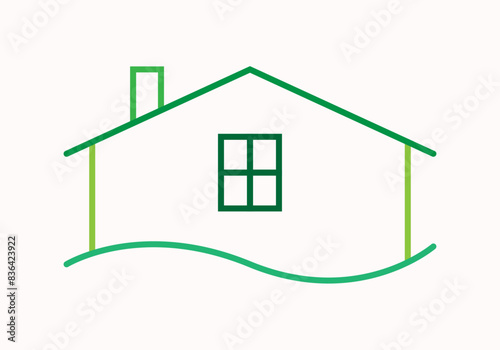 Casa de trazo verde representando una casa sostenible.
