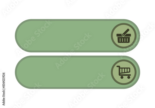 Botones verdes con iconos de carrito y cesta de la compra.
