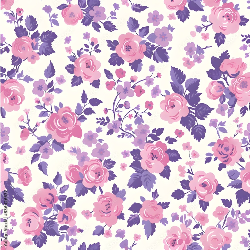 floral purple and pink flower pattern seamless wallpaper design illustration floral purple and pink flower pattern seamless wallpaper design illustration