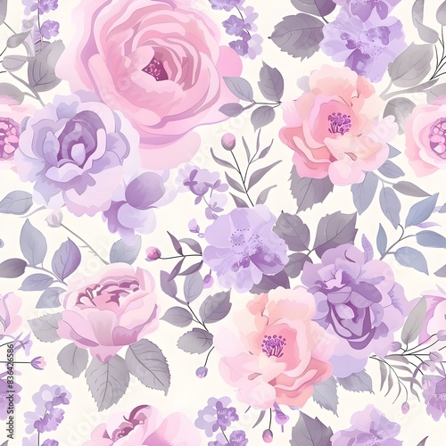 floral purple and pink flower pattern seamless wallpaper design illustration
