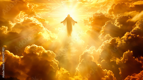 Ascension through golden clouds photo