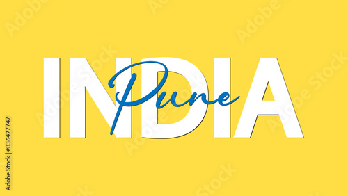 Pune in India calligraphy concept vector vector illustration. Pune is 
 one of the largest city of the Indian state of Maharashtra #836427747