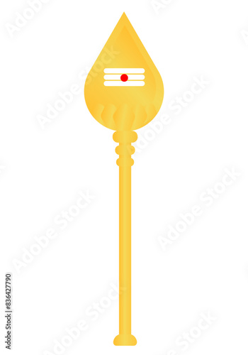 Golden Vel vector illustration , Vel is a divine javelin or spear associated with Murugan, the Hindu god of war.	