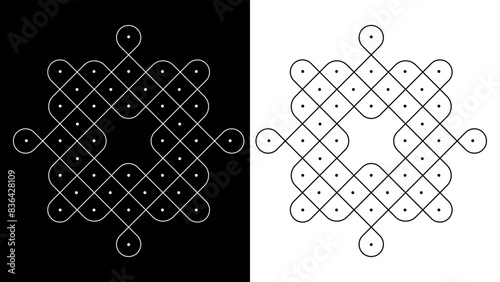 abstract kolam with dots sikku Kolam modern vector vector illustration
