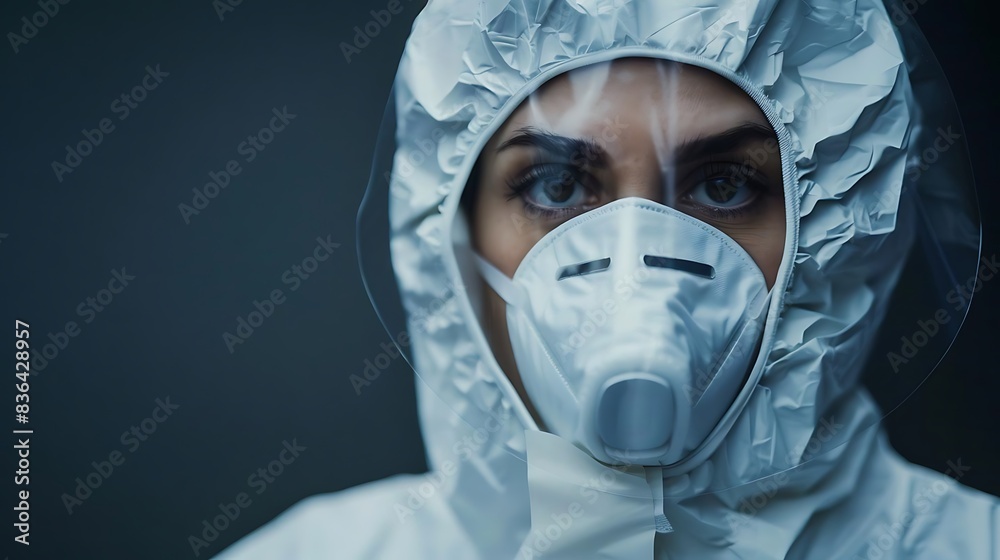 a woman wearing protective suit equipped with anti - attack technology, showcasing her striking blue and brown eyes a woman wearing protective suit equipped with anti - attack technology, showcasing her striking blue and brown eyes