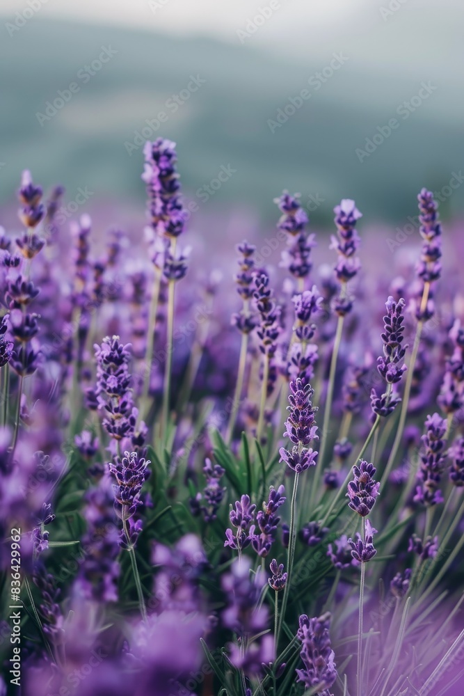Naklejka premium Vivid Lavender Field During the Summer Time