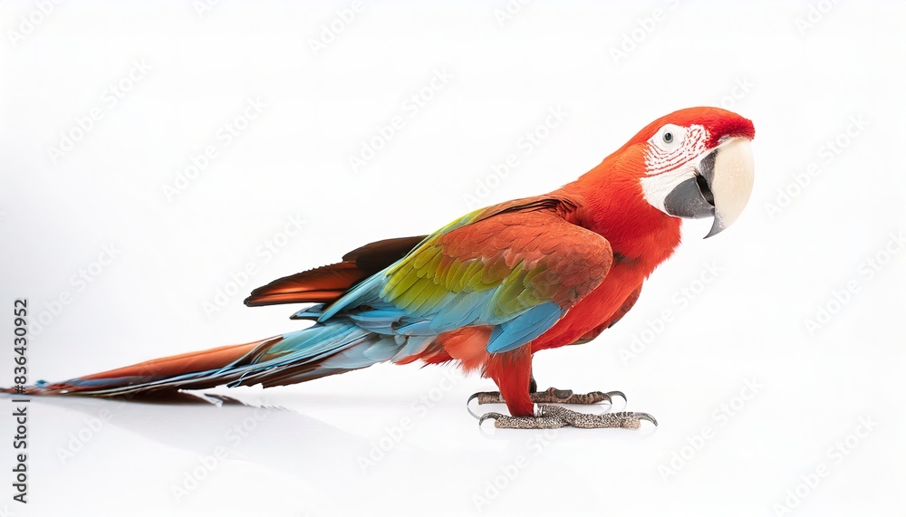 red and green or green winged macaw - Ara chloropterus - widespread in the forests and woodlands of northern and central South America. isolated on white background red and green or green winged macaw - Ara chloropterus - widespread in the forests and woodlands of northern and central South America. isolated on white background