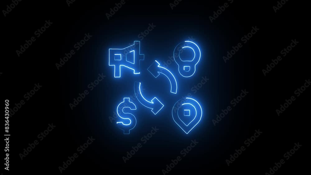 Neon business concept Animation Bitcoin to dollar, Crypto Exchange Neon business concept Animation Bitcoin to dollar, Crypto Exchange