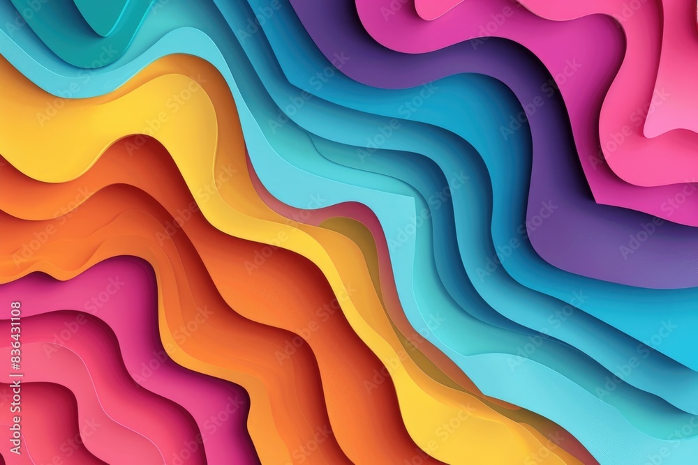 Fototapeta premium A colorful wavy pattern on a bright background, suitable for use in design and creative projects