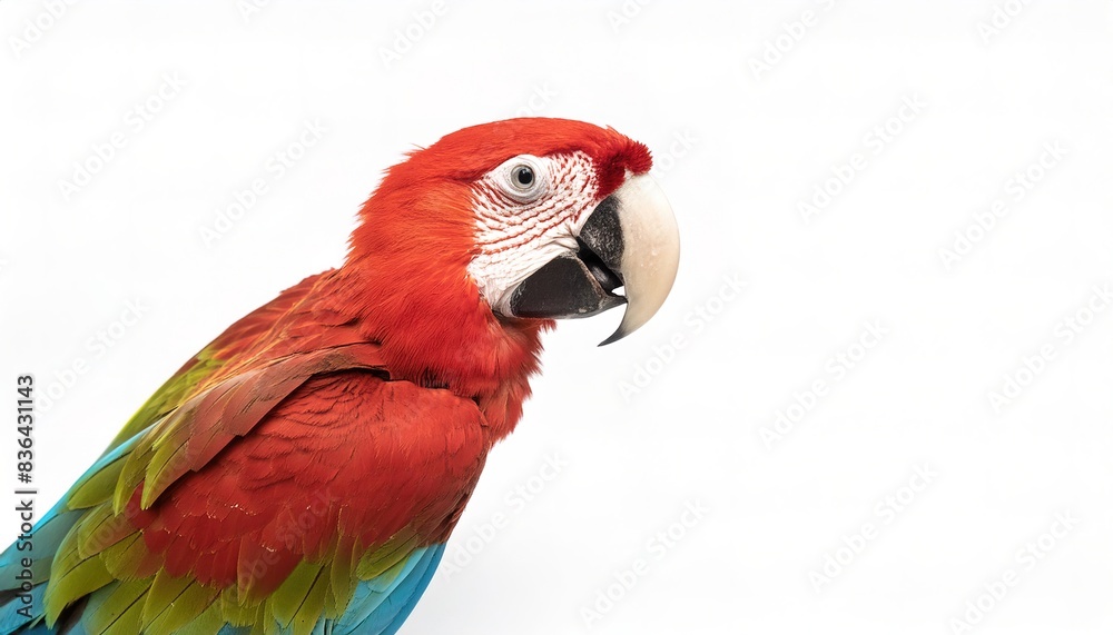 Obraz premium red and green or green winged macaw - Ara chloropterus - widespread in the forests and woodlands of northern and central South America. isolated on white background
