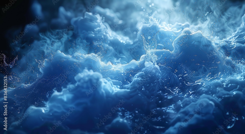 A large body of water surrounded by stars, ideal for night sky or nature concepts. The background is a dark blue defocused blurred motion abstract. A large body of water surrounded by stars, ideal for night sky or nature concepts. The background is a dark blue defocused blurred motion abstract.