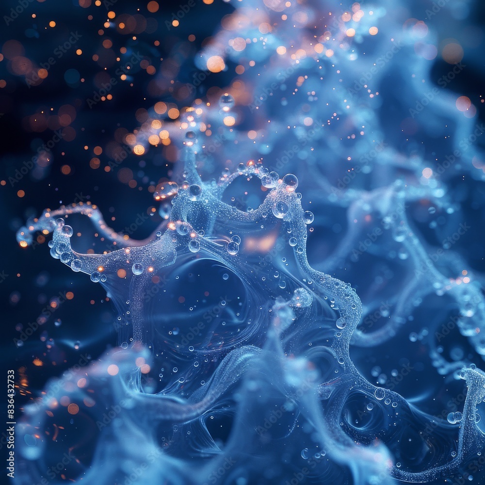 A large body of water surrounded by stars, ideal for night sky or nature concepts. The background is a dark blue defocused blurred motion abstract. A large body of water surrounded by stars, ideal for night sky or nature concepts. The background is a dark blue defocused blurred motion abstract.