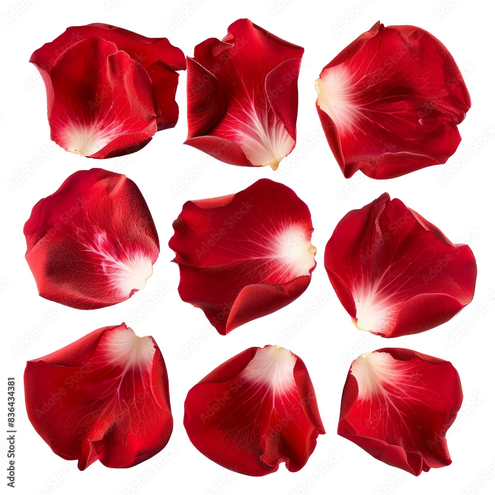 Set of Red Rose Flower Petals Isolated on transparent Background Set of Red Rose Flower Petals Isolated on transparent Background