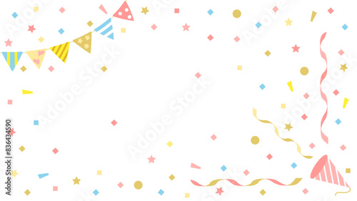 クラッカーとガーランドと紙吹雪　アスペクト比16：9バージョン