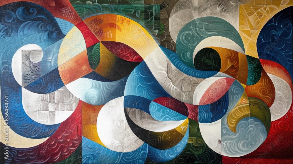 Fototapeta premium Abstract oil paintings inspired by mural and carpet designs