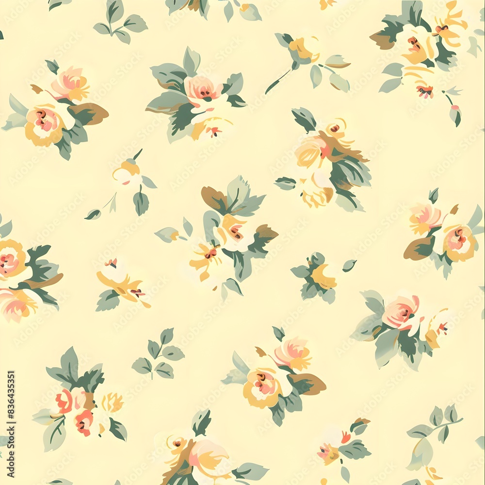 Obraz premium floral garden bloom flower pattern seamless wallpaper design illustration ornament decor