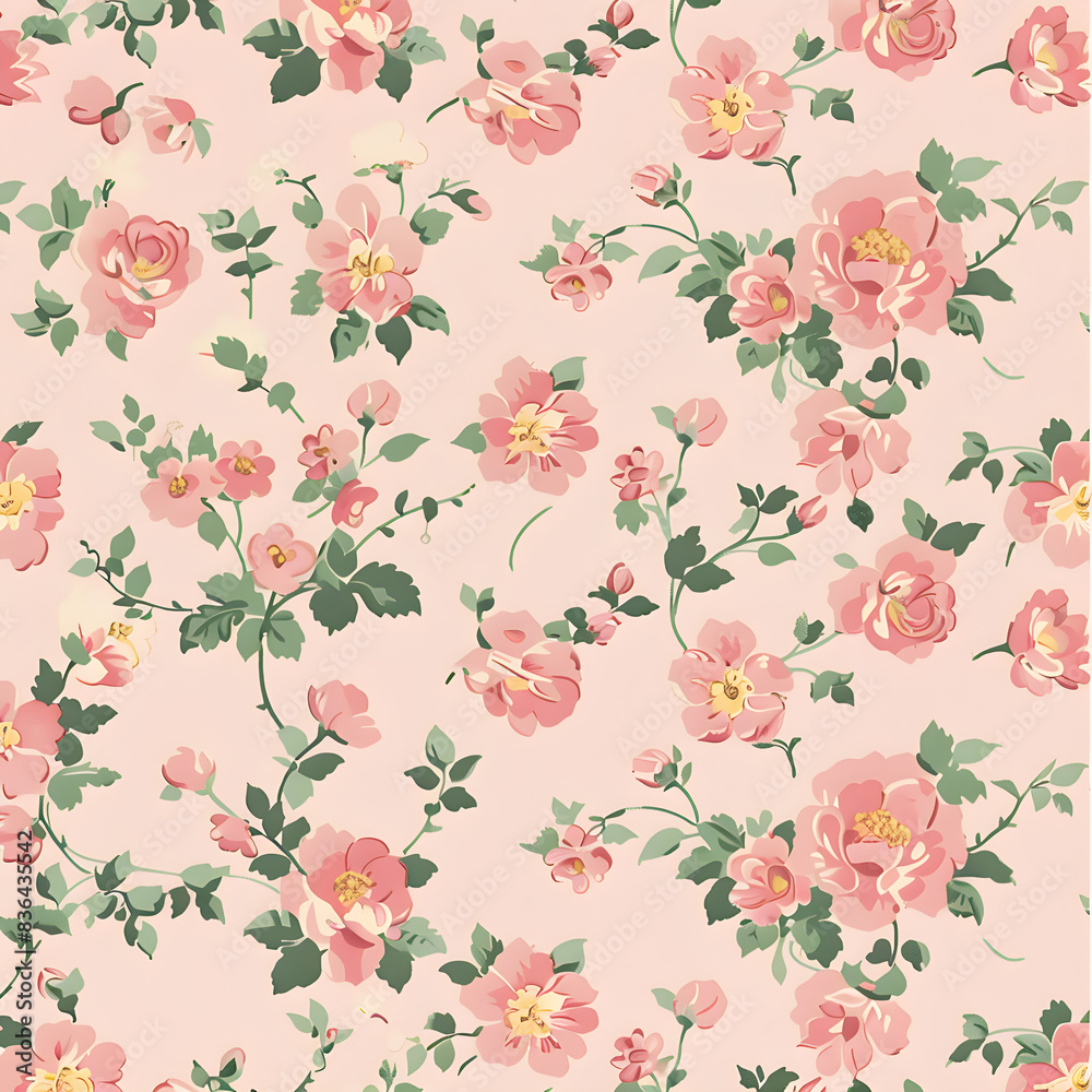 Fototapeta floral garden bloom flower pattern seamless wallpaper design illustration ornament decor