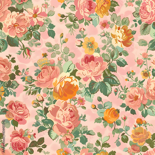 Wallpaper Mural floral garden bloom flower pattern seamless wallpaper design illustration ornament decor Torontodigital.ca