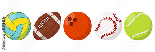 Sports fields. Sport balls. Playground sport concept. Sign, symbol, icon or logo isolated. Flat design. Cartoon vector illustration