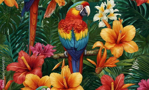colorful macaw, summer tropical wallpaper