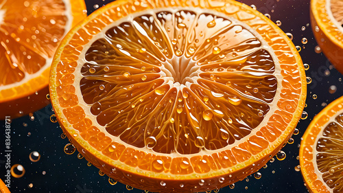 orange fruit background. orange slices on a black background. Healthy eating