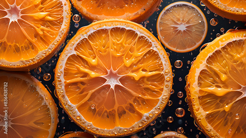 orange fruit background. orange slices on a black background. Healthy eating
