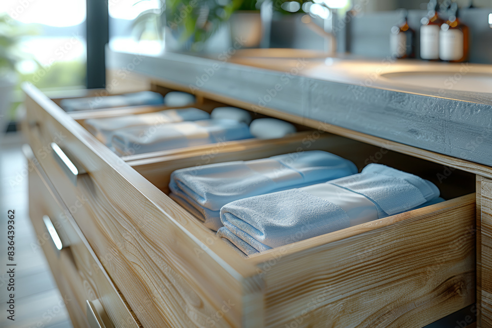Fabric softener sheets placed in drawers to keep clothes smelling fresh and clean. Concept of maintaining pleasant aromas in storage spaces. Generative Ai. Fabric softener sheets placed in drawers to keep clothes smelling fresh and clean. Concept of maintaining pleasant aromas in storage spaces. Generative Ai.