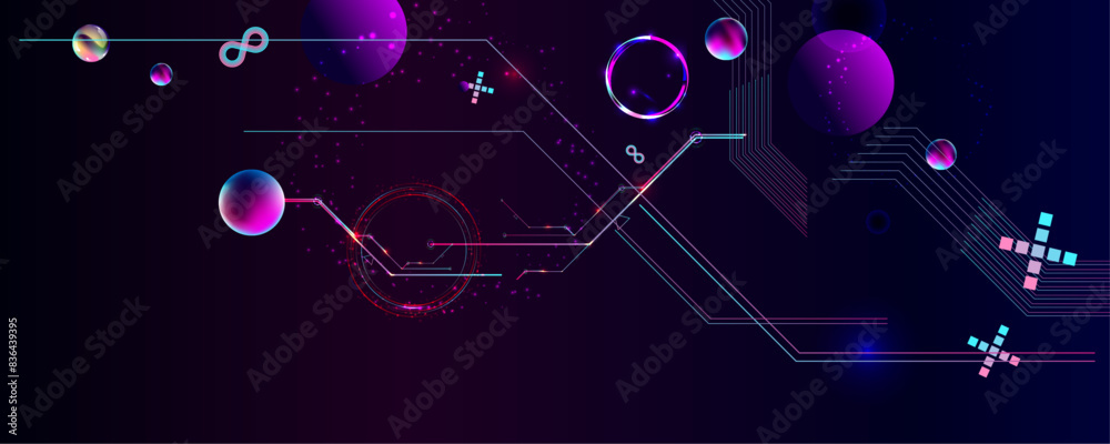 Dark retro futuristic cyberpunk elements abstraction background cosmos synthwave vaporwave retrowave glitch circle with blue and pink glows Dark retro futuristic cyberpunk elements abstraction background cosmos synthwave vaporwave retrowave glitch circle with blue and pink glows