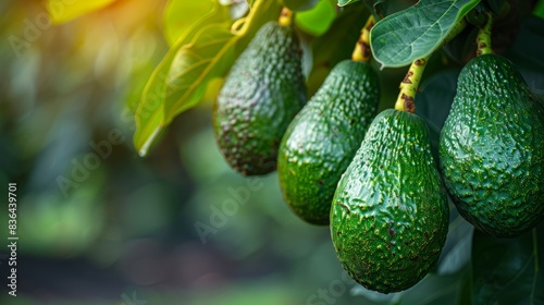 La Palma, Spain. Avocados on a tree in backlight.