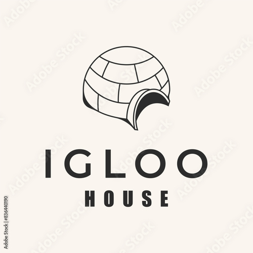 igloo house line design art logo vector .