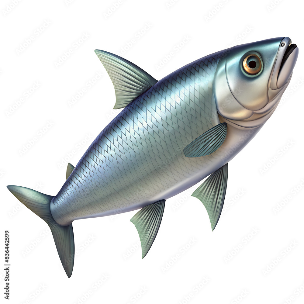 Fototapeta premium Anchovy fish Hyperrealistic Highly Detailed Isolated On Transparent Background Png File