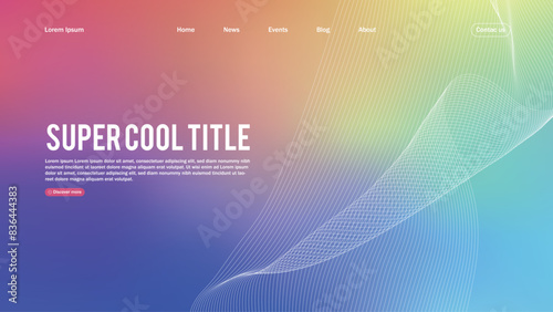 Landing page abstract design. Template for website or app. Colorful abstract minimal wave