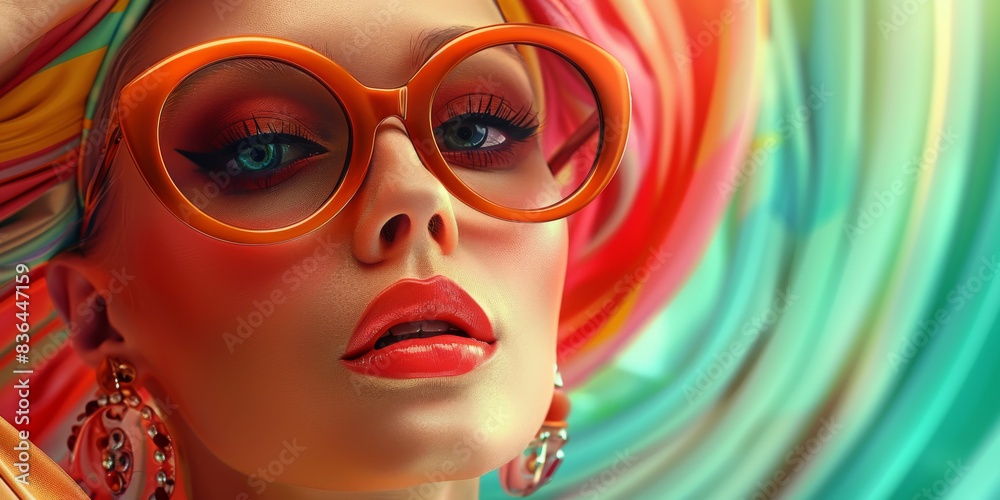 Retro style pastel colors summer background. Fashion woman wearing big sunglasses. Retro style pastel colors summer background. Fashion woman wearing big sunglasses.