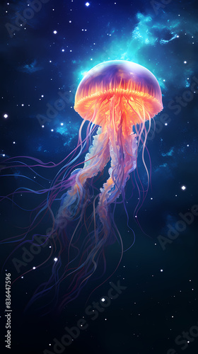 Beautiful glowing jellyfish © jiejie