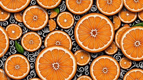 orange fruit background. orange slices on an abstract black background. Healthy eating