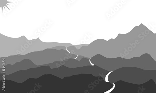 Mountains with road illustration design vector