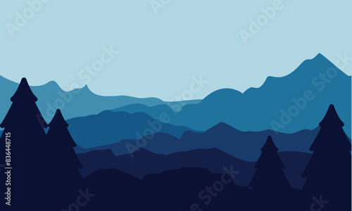Mountains scenery with spruce illustration design vector