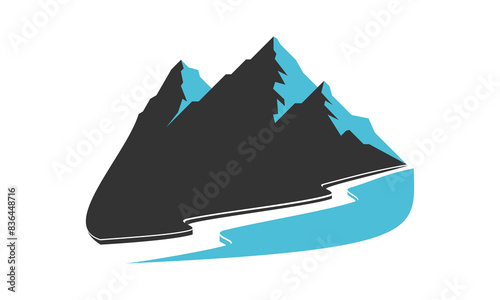 Mountain with small river illustration design vector